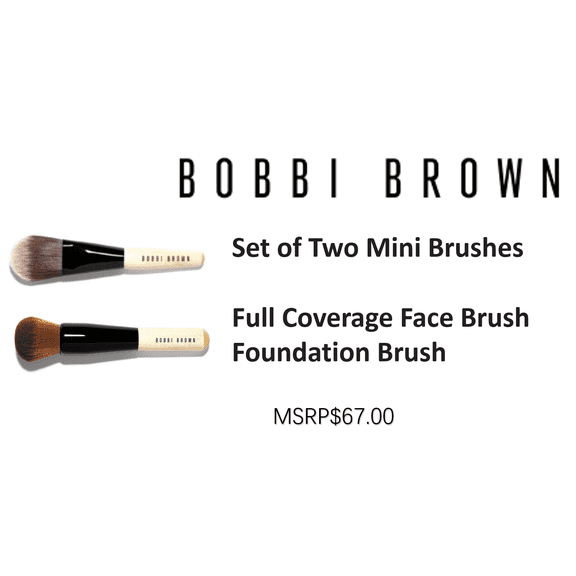Set of two Bobbi Brown Mini travel size full coverage face foundation Brushes