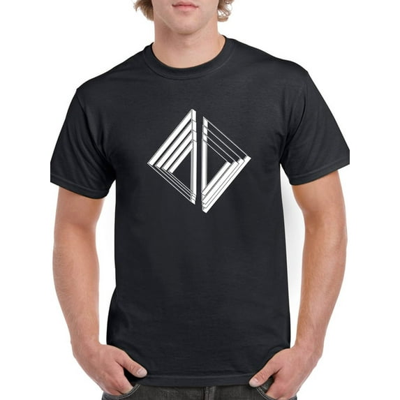Set of white triangles in hipster style Men Black T-Shirt, Male Small