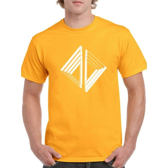 Set of white triangles in hipster style Men Gold T-Shirt, Male Medium