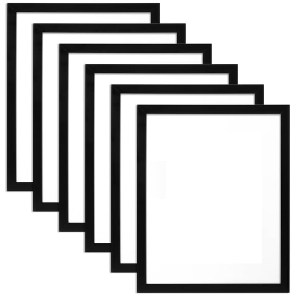 Set of6Black 8x10 Picture Frames,Lightweight Wall and Tabletop Photo Frames with Shatterproof Plastic Glass,Thin Profile Minimalist Design for Home,Office,Gallery to Showcase Portraits and Artwork