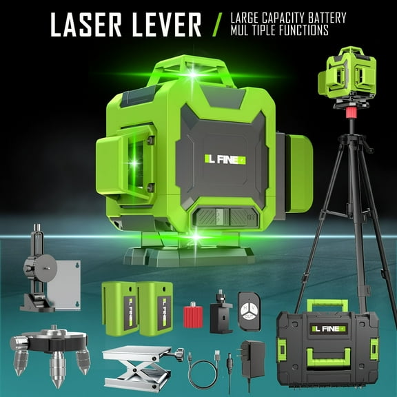 16 Lines Self-Leveling Laser Level with Tripod4x360°4D Green Cross Line Vertical & HorizontalLaser for Construction,Home Renovation,RemoteController&Durable Case