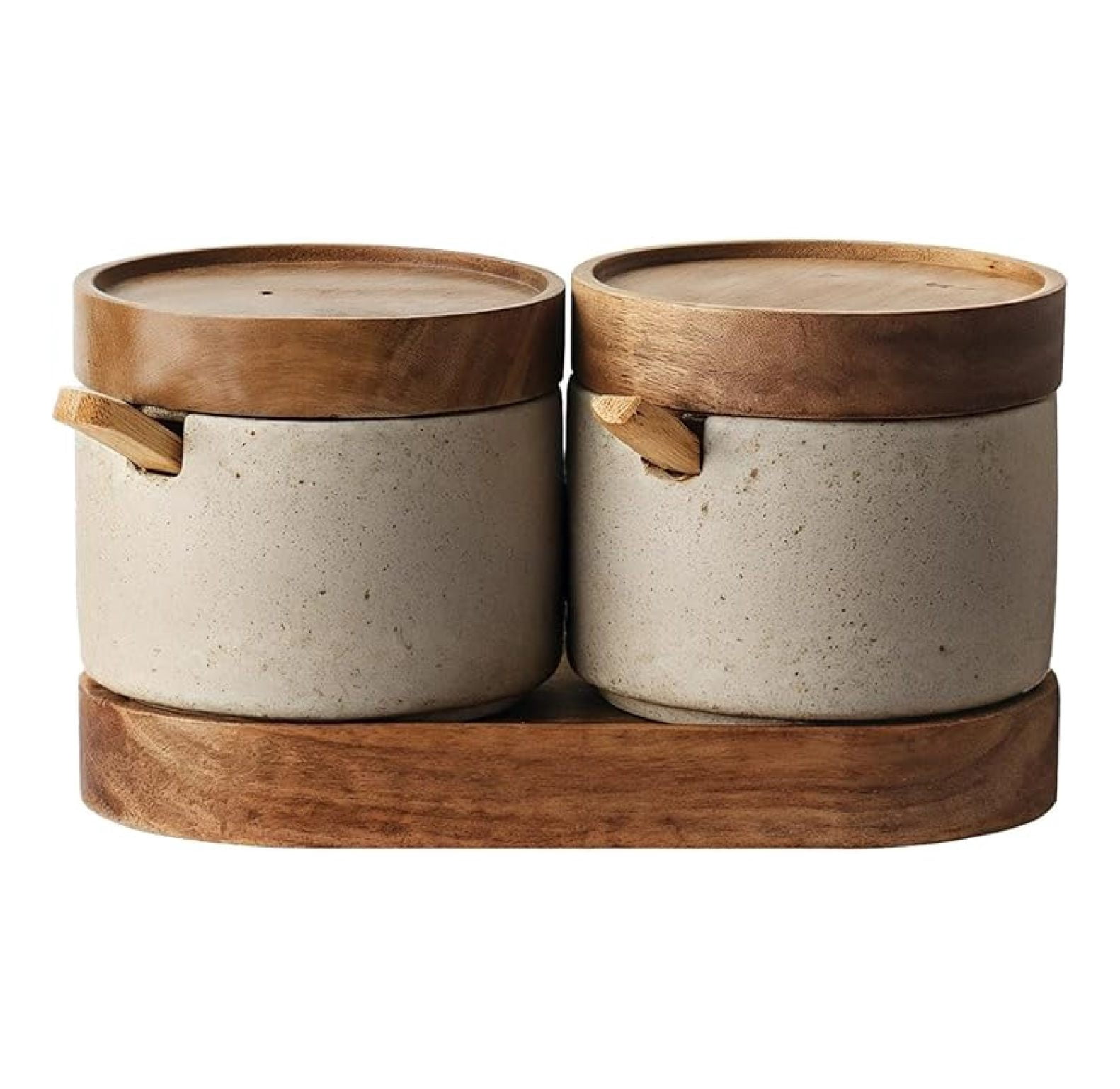 Rectangular Ceramic Salt Containers Set with and Spoon Lid Ceramic Salt Cellar, Includes Tray One ...