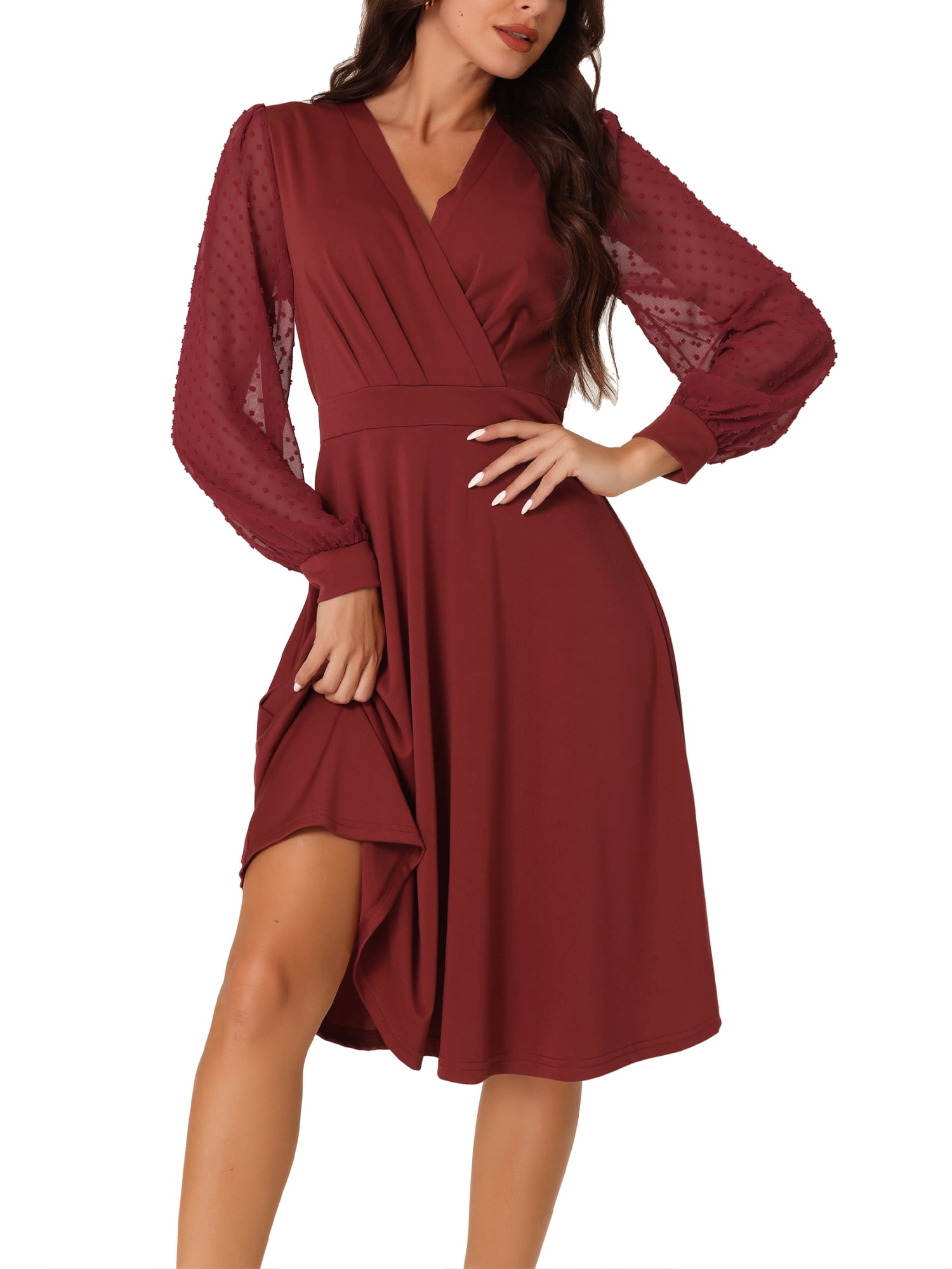 Lantern sleeve midi dress hot sale
