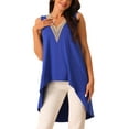 thumbnail image 1 of INSPIRE CHIC Women's Asymmetrical Tops Sleeveless V Neck High Low Hem Flowy Blouse, 1 of 4