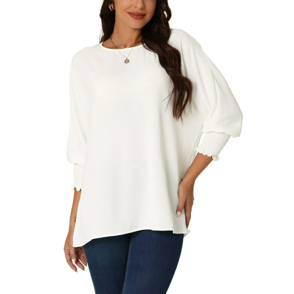 INSPIRE CHIC Women's Casual Batwing 3/4 Sleeve Dolman Crew Neck Shirts M White