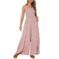 thumbnail image 1 of INSPIRE CHIC Women's Jumpsuit Square Neck Smocked Sleeveless Split Wide Leg Romper S Dusty Pink, 1 of 6