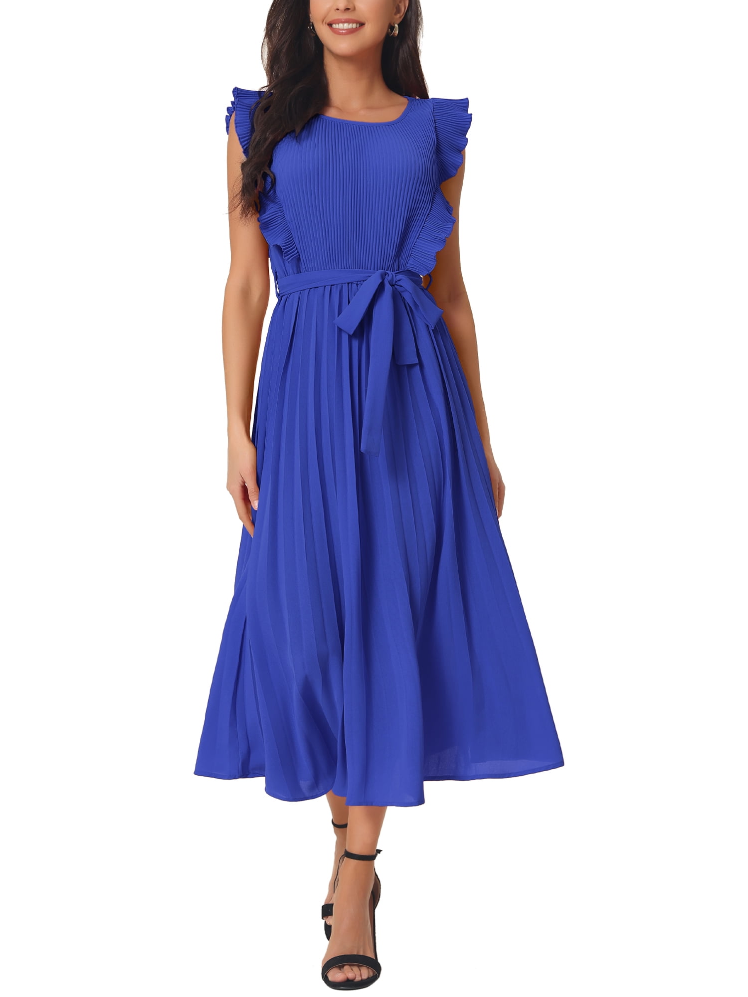  SFASD Summer Dress for Women Women Casual Dresses Casual Shirt  Dress Long Sleeve Button Down Belted Midi Length Beach (Color : Blue, Size  : Small) : Ropa, Zapatos y Joyería