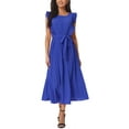 thumbnail image 1 of INSPIRE CHIC Women's Casual Midi Dress Ruffle Sleeveless Crewneck Pleated Flowy Belted Dresses M Royal Blue, 1 of 6