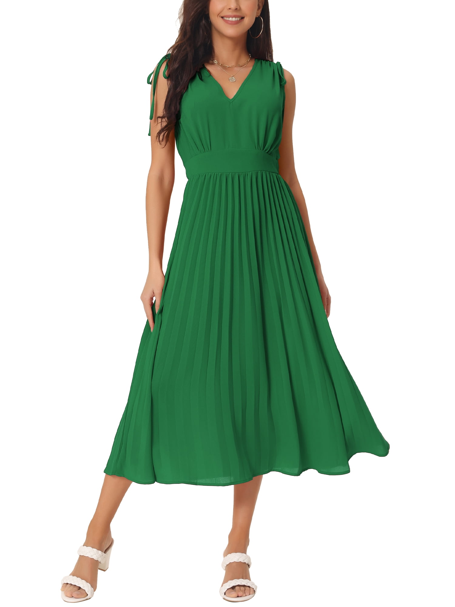 Fashion High Waist V-Neck Sleeveless Dress