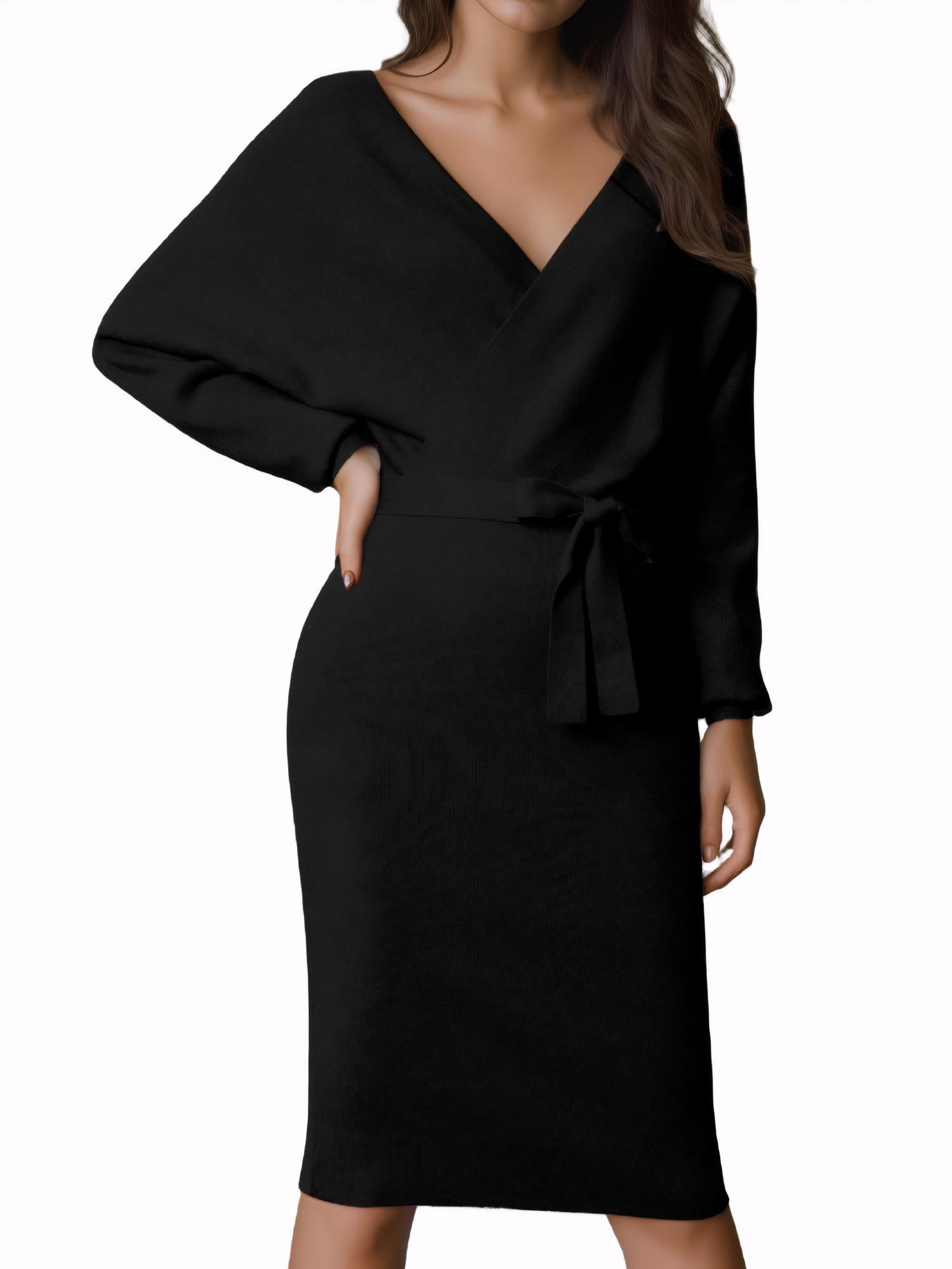 fitted lace wedding dress Ribbed Knit V Neck Button Long Sleeve Sweater Midi Dresses