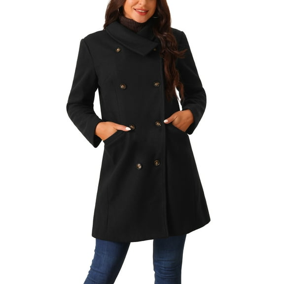 INSPIRE CHIC Women's Double Breasted Peacoat Fashion Winter Outwear Casual Collar Jackets with Pockets