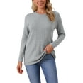 thumbnail image 1 of INSPIRE CHIC Women's Fall Winter Cozy Cable Knit Sweater Pullover Ribbed Loose Fit Casual Crewneck Top M Grey, 1 of 6