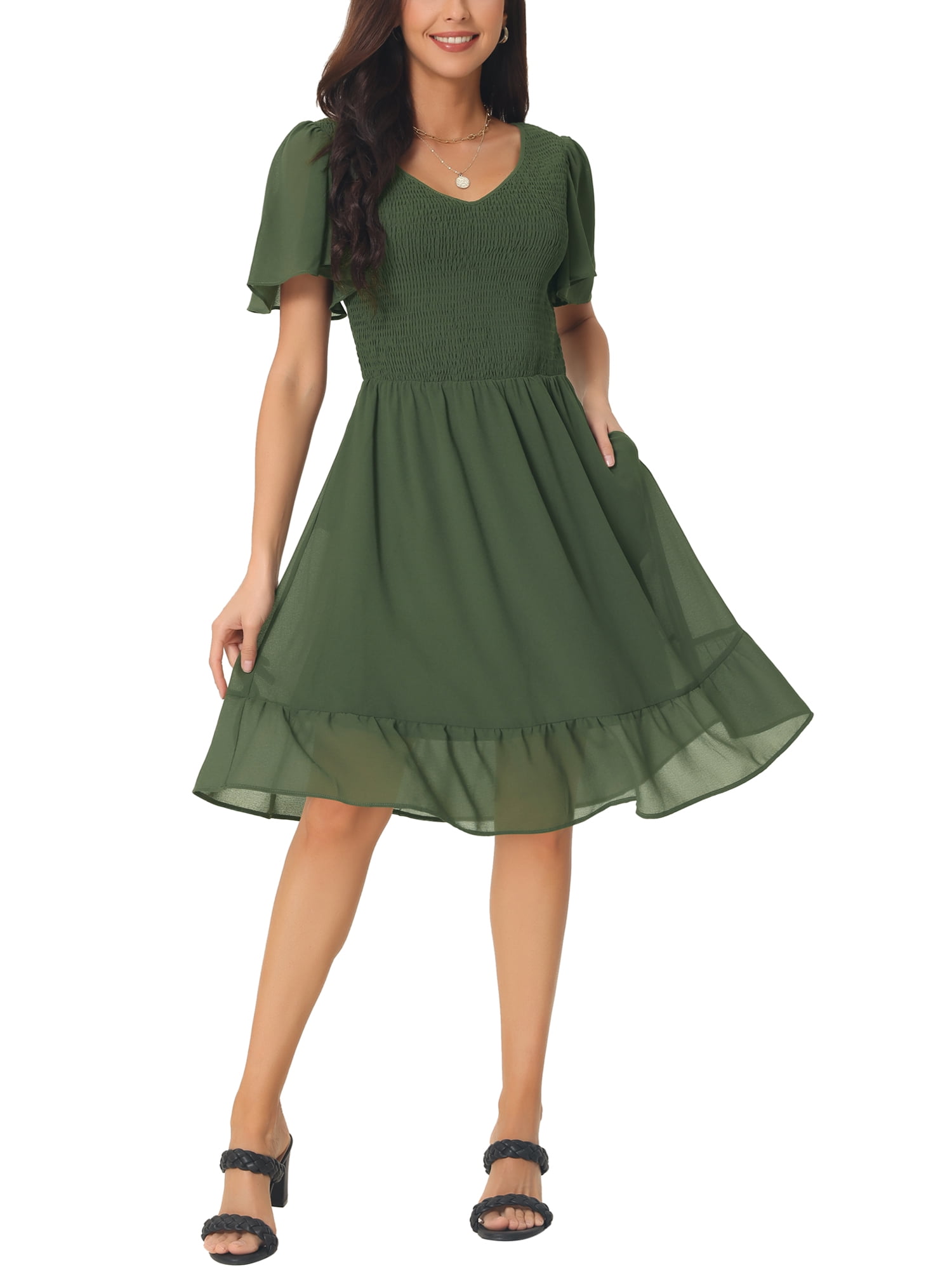 Women Summer Short Mini Dress Lace Chiffon Dress