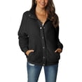 thumbnail image 1 of INSPIRE CHIC Women's Fluffy Fleece Two Pockets Long Sleeve Button Front Closure Casual Coat XL Black, 1 of 6