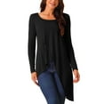 thumbnail image 1 of INSPIRE CHIC Women's High Low Tops Long Sleeve Irregular Hem Casual Blouse Tops Black S, 1 of 4