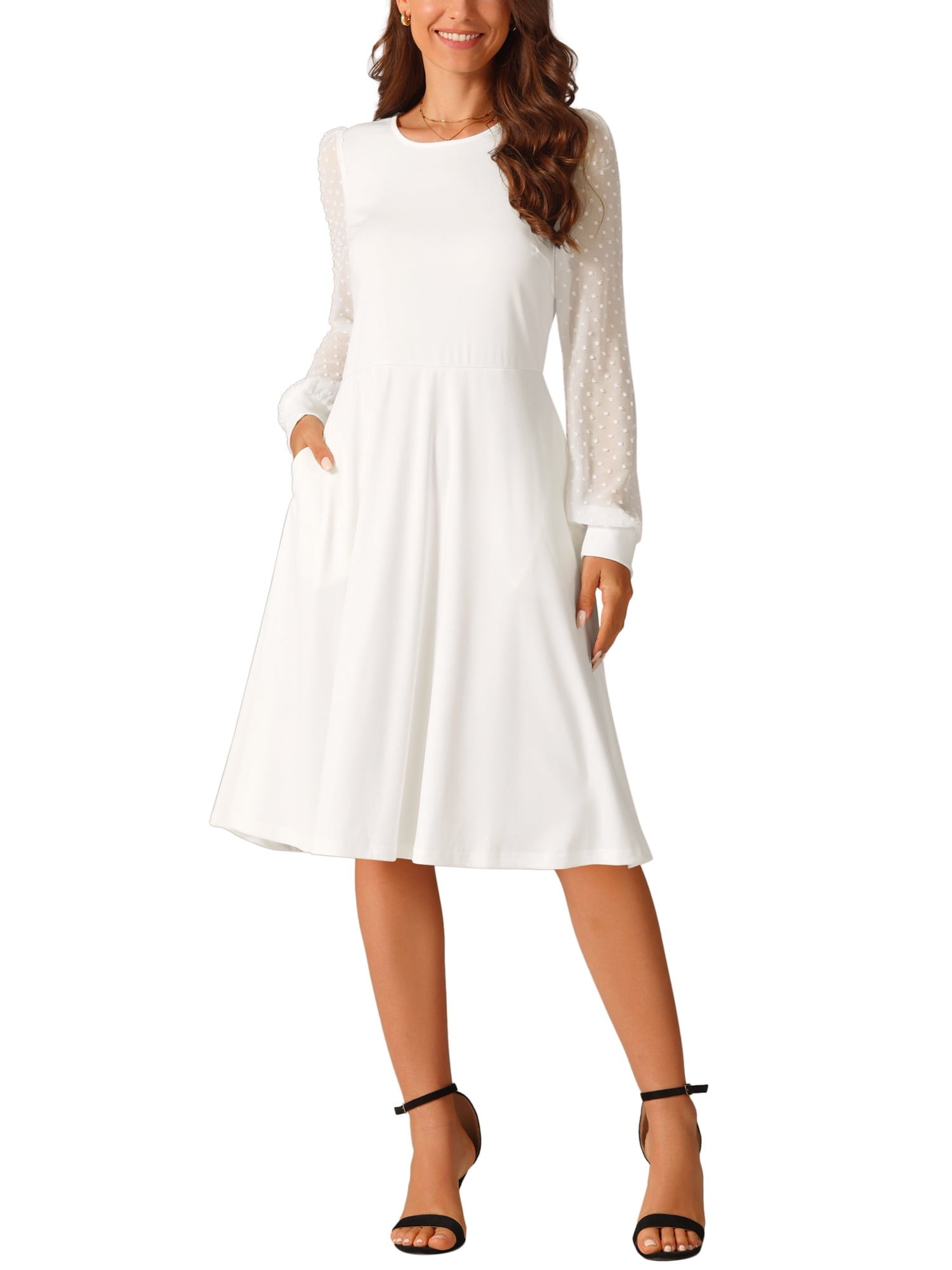 INSPIRE CHIC Style Women's Long Sleeve Dresses Round Neck Elegant — free download
