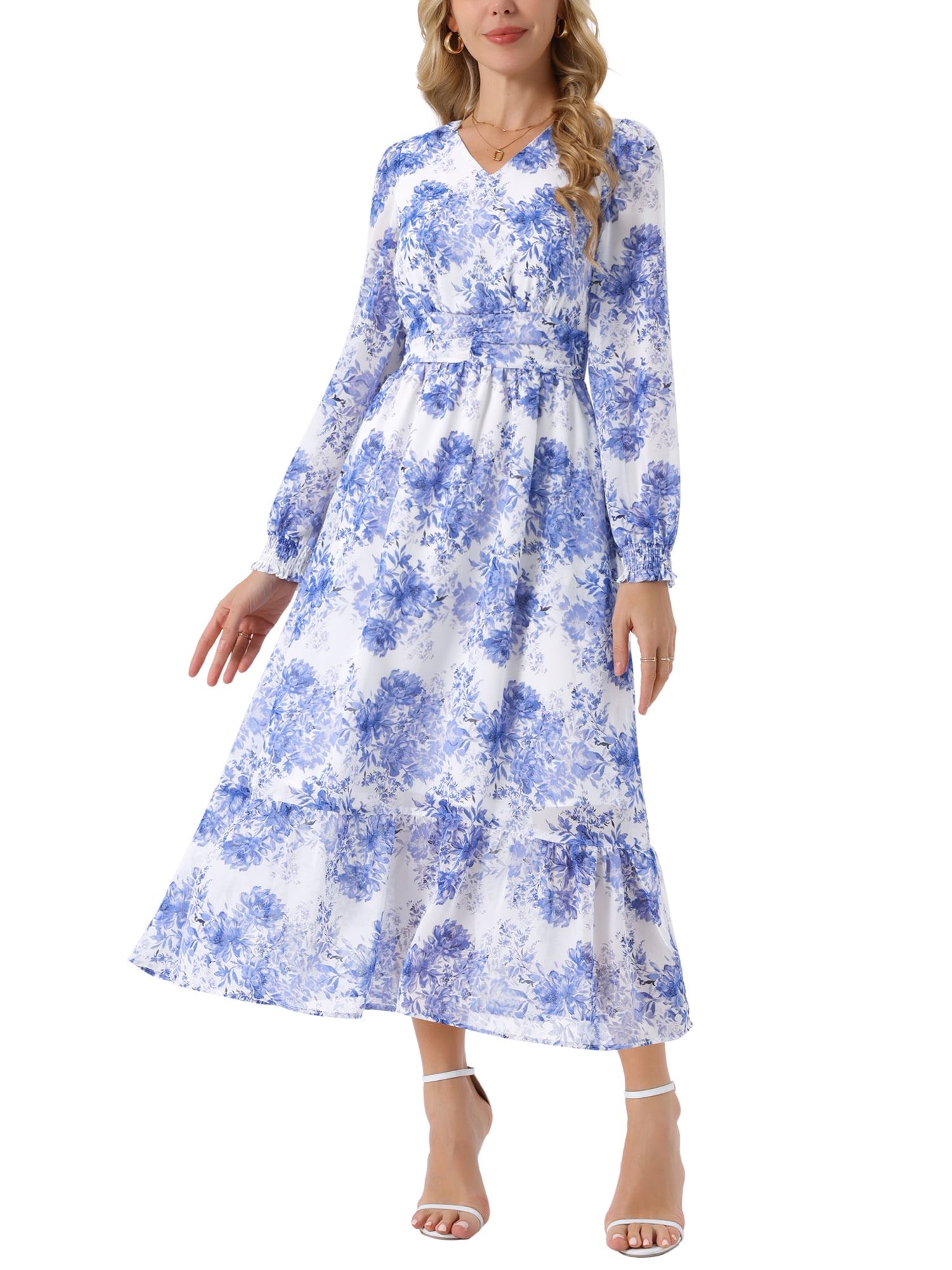 white flowy floral dress Josie Floral Maxi Dress main image 0