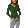 thumbnail image 1 of INSPIRE CHIC Women's Long Sleeve V Neck Chocker Slim Fit Sweater Tops, 1 of 6