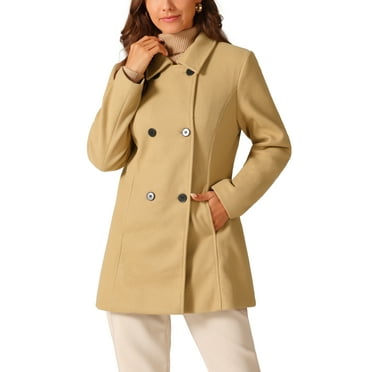 INSPIRE CHIC Women's Long Sleeves Peacoat Double Breasted Button Outerwear Winter Coat