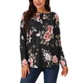 thumbnail image 1 of INSPIRE CHIC Women's Loose Fit Tunic Tops Long Sleeve Casual Floral Printed Henley V Neck Shirts, 1 of 4