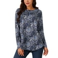 thumbnail image 1 of INSPIRE CHIC Women's Loose Fit Tunic Tops Long Sleeve Casual Floral Printed Henley V Neck Shirts, 1 of 4