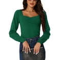 thumbnail image 1 of INSPIRE CHIC Women's Rib Knit Pullover Puff Sleeve Sweetheart Neck Solid Color Jumper Tops, 1 of 5