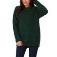 thumbnail image 1 of INSPIRE CHIC Women's Round Neck Pullover Long Sleeve Casual Sweater with Pockets XL Dark Green, 1 of 5