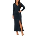 thumbnail image 1 of INSPIRE CHIC Women's Maxi Bodycon Dress V Neck Long Sleeve Side Slit Party Dress S Dark Blue, 1 of 6