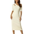 thumbnail image 1 of INSPIRE CHIC Women's Bodycon Dresses One Shoulder Casual Slim Fit Knit Solid Print XL White, 1 of 6