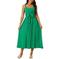 thumbnail image 1 of INSPIRE CHIC Women's Sleeveless Casual Midi Dress 2024 Tie Front Flowy Summer Sundress Green S, 1 of 5