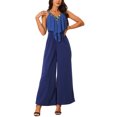 thumbnail image 1 of INSPIRE CHIC Women's Sleeveless Jumpsuits Summer Stretchy Wide Leg Long Pants Ruffle Romper Jumpsuit Royal Blue S, 1 of 5