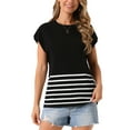 thumbnail image 1 of INSPIRE CHIC Women's Sleeveless Round Neck Striped Sweater Vest Casual Cap Sleeve Ribbed Knit Pullover Tank Tops L Black, 1 of 6