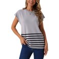 thumbnail image 1 of INSPIRE CHIC Women's Sleeveless Round Neck Striped Sweater Vest Casual Cap Sleeve Ribbed Knit Pullover Tank Tops M Grey, 1 of 6