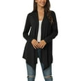 thumbnail image 1 of INSPIRE CHIC Women's Spring Fall Draped Open Front Casual Long Sleeve Lightweight Cardigan XL Black, 1 of 7