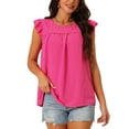 thumbnail image 1 of INSPIRE CHIC Women's Summer Crewneck Ruffle Sleeveless Blouse Swiss Dots Casual Shirt XS Hot Pink, 1 of 6