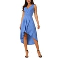 thumbnail image 1 of INSPIRE CHIC Women's Summer Dresses Sleeveless Tank Sundress Wrap V Neck Pleated High Low Hem Midi Dress with Pockets XL Blue, 1 of 5