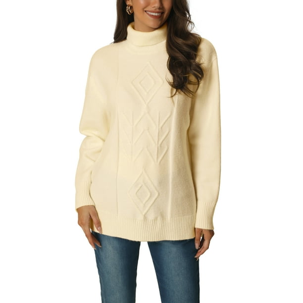 INSPIRE CHIC Women's Turtleneck Long Sleeve Spilt Hem Tunic