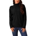 thumbnail image 1 of INSPIRE CHIC Women's Sweater Turtleneck Long Sleeve Knitted Pullover Fall Winter Basic Top L Black, 1 of 5