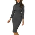 thumbnail image 1 of INSPIRE CHIC Women's Two Piece Outfits Knitted Long Sleeve Turtleneck Sweaters Tank Bodycon Midi Dress Set M Dark Grey, 1 of 6