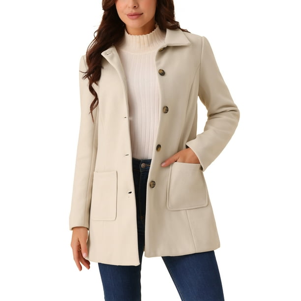 INSPIRE CHIC Women's Winter Overcoat Mid-Length Notch Lapel Single
