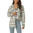 thumbnail image 1 of INSPIRE CHIC Womens' Fall Winter Button Front Closure Long Sleeve Plaid Jacket with Pockets XL Grey, 1 of 6