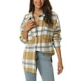 thumbnail image 1 of INSPIRE CHIC Womens' Fall Winter Button Front Closure Long Sleeve Plaid Jacket with Pockets S Khaki, 1 of 6