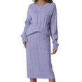 thumbnail image 1 of INSPIRE CHIC Womens' Fall Winter Roundneck Sweater Two Piece Outfit Midi Skirts with Pockets Lounge Set XL Purple, 1 of 6