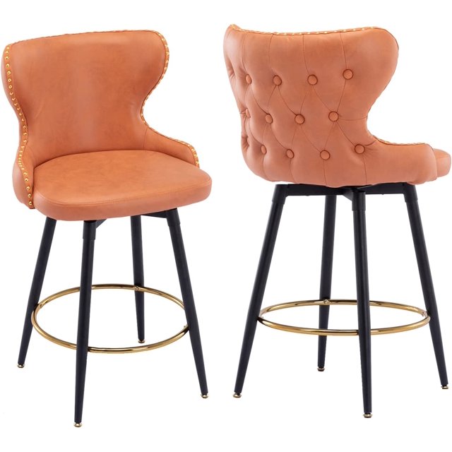 Setawix Swivel Counter Height Bar Stools Set of 4 Linen Fabric