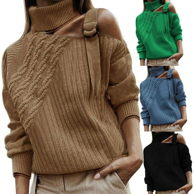 Turtleneck sweater with one shoulder cut out shop