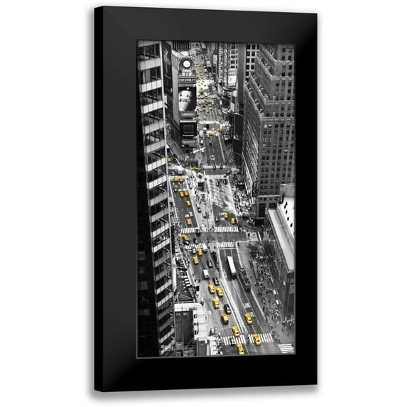 Setboun, Michel 11x18 Black Modern Framed Museum Art Print Titled - Yellow taxi in Times Square, NYC