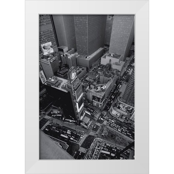 Setboun, Michel 13x18 White Modern Wood Framed Museum Art Print Titled - Buildings sur la 7e avenue et la 47e rue (detail)