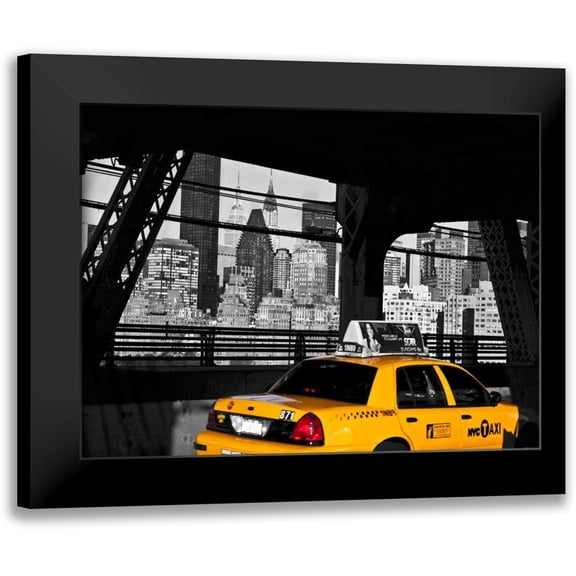 Setboun, Michel 14x12 Black Modern Framed Museum Art Print Titled - Taxi on the Queensboro Bridge, NYC