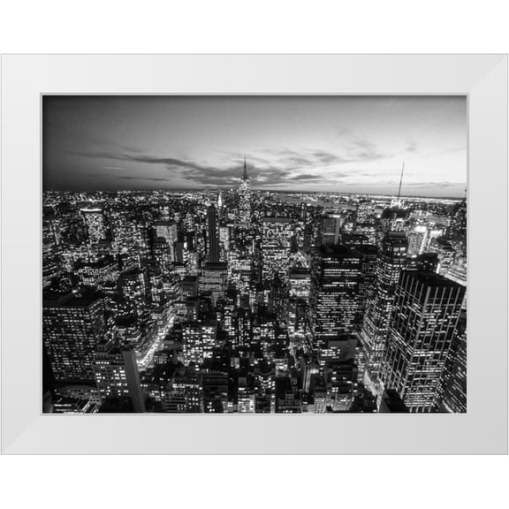 Setboun, Michel 14x12 White Modern Wood Framed Museum Art Print Titled - Manhattan Skyline with the Empire State Building, NYC