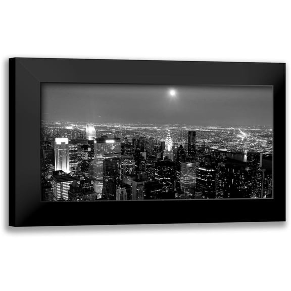 Setboun, Michel 14x9 Black Modern Framed Museum Art Print Titled - Aerial view of Manhattan, NYC